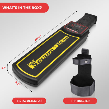 Pyle Handheld Metal Detector Security Wand - Portable Battery Operated Super Security Scanner w/ Adjustable Sensitivity, Sound Vibration Alerts, Detects Weapons, Knives and Other Metal Objects