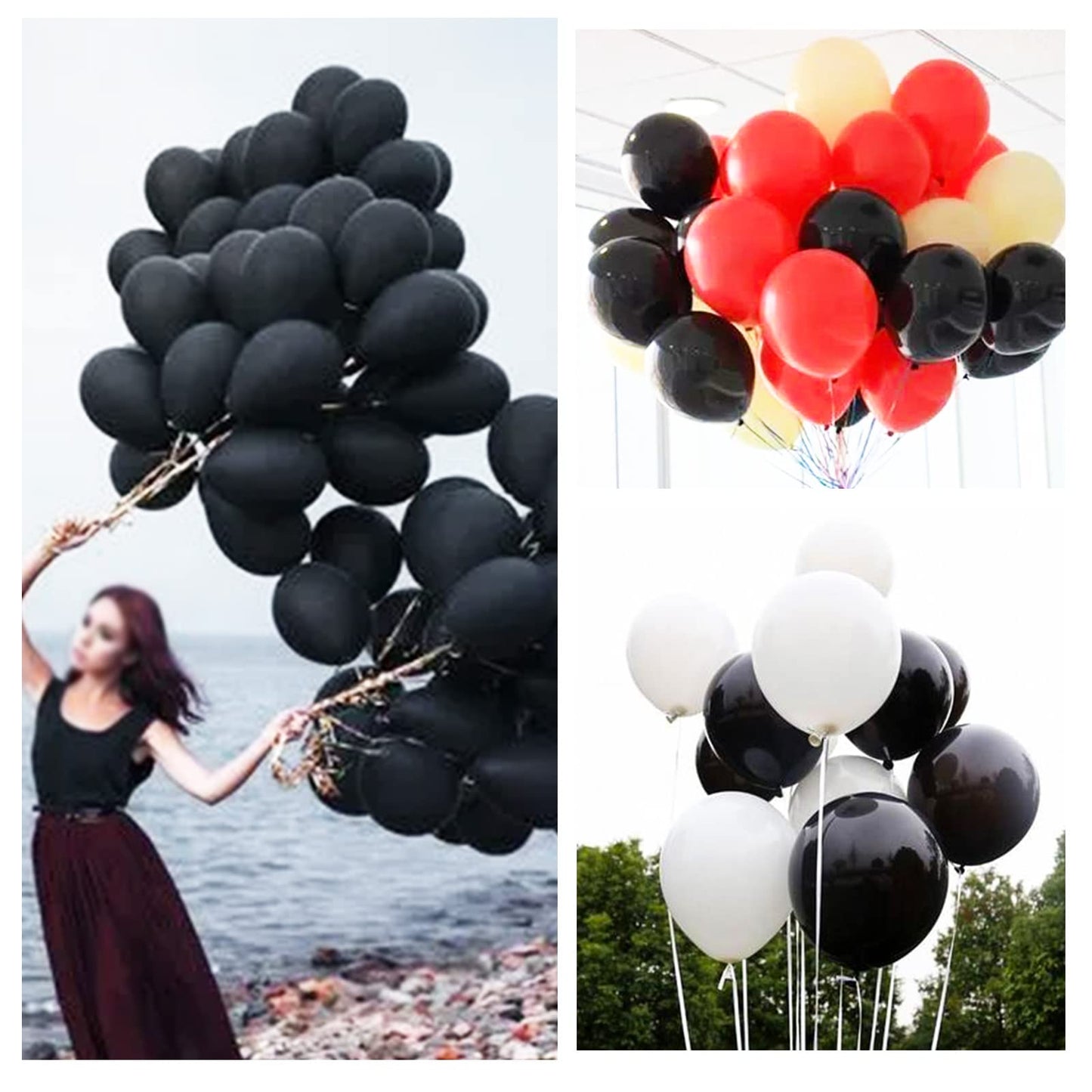 110pcs Black Balloon 12 inch, Black Latex Balloons for Birthday Party Baby Shower Wedding(with 2 Ribbons).