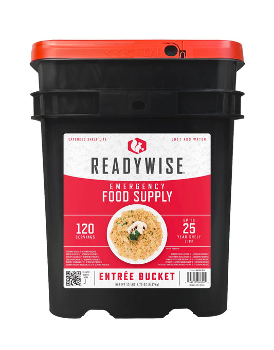 ReadyWise Emergency Food Supply - 120 Servings Favorites Sample Bucket, Survival Food Kit, Freeze Dried Prepper Food & Dehydrated Meals for Camping Essentials & Backpacking, up to 25 Year Shelf Life