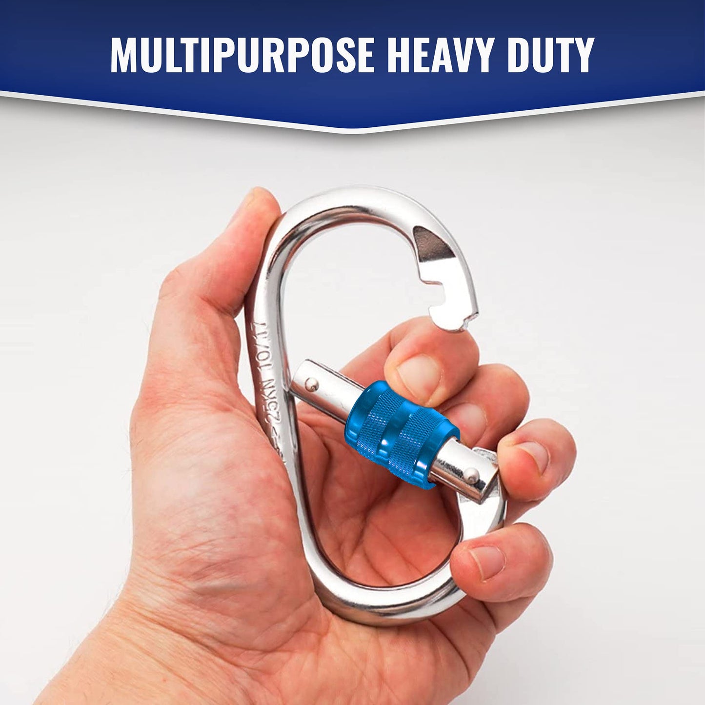 XTEK Climbing Carabiner 25kN – Heavy Duty Steel Locking Carabiner Clip – Large O-Shape Oval Caribeaner for Rock Climbing, Mountaineering, Rappelling – CE/UIAA Certified Climbing Gear