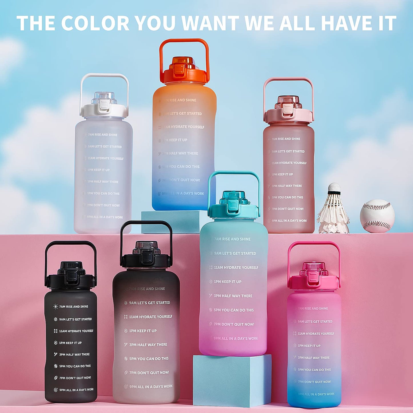 ST-YIBEN 100oz Large Motivational Water Bottle with Time Marker,Leakproof & BPA Free 3 Liter Black Gallon Water Bottle with Straw & Handle Tritan Frosted Water Jug for Women Men to Fitness,Gym,Sports