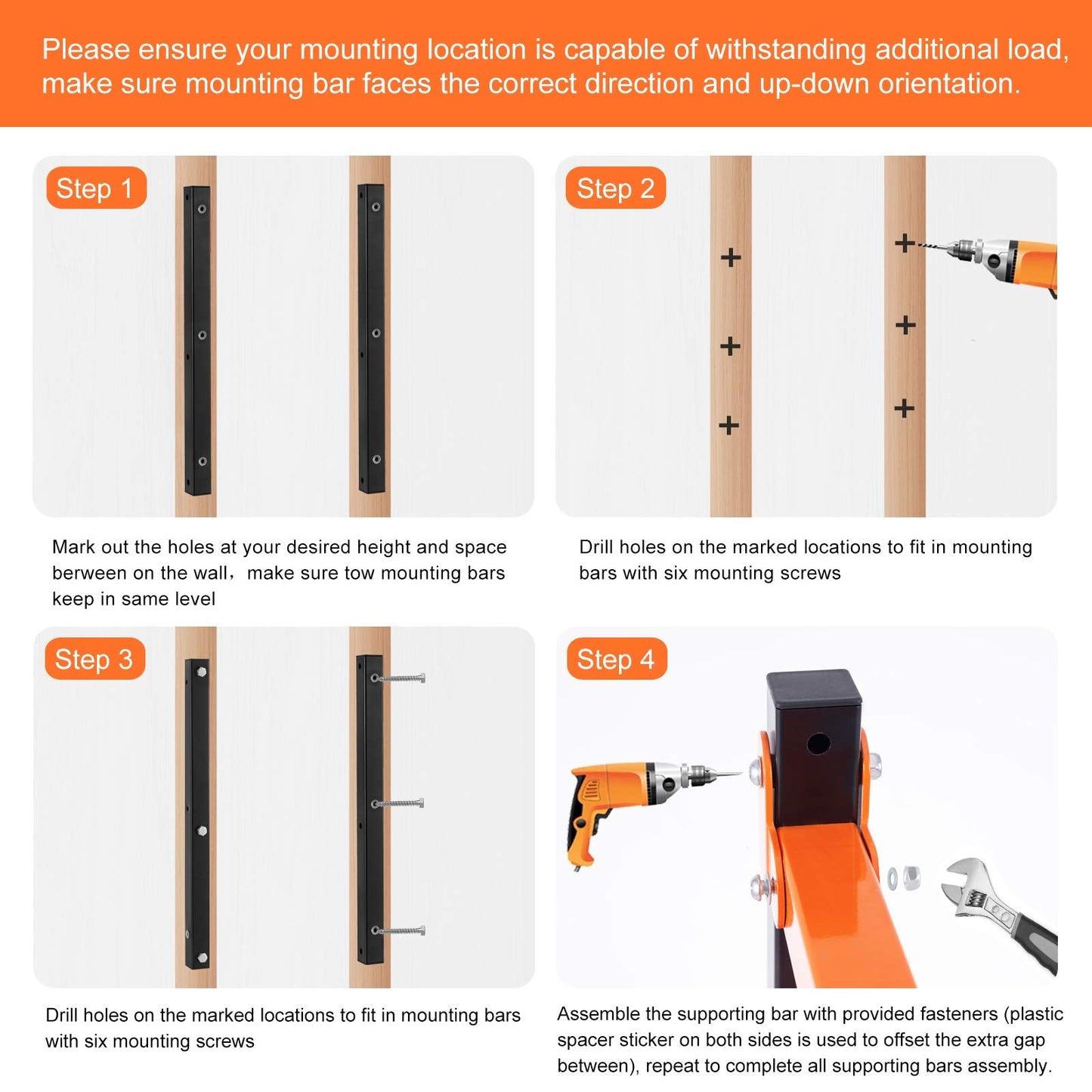 Ultrawall Wall Mount Wood Organizer and Lumber Storage Metal Rack with 3-Level - Indoor & Outdoor Use, 2 Pack