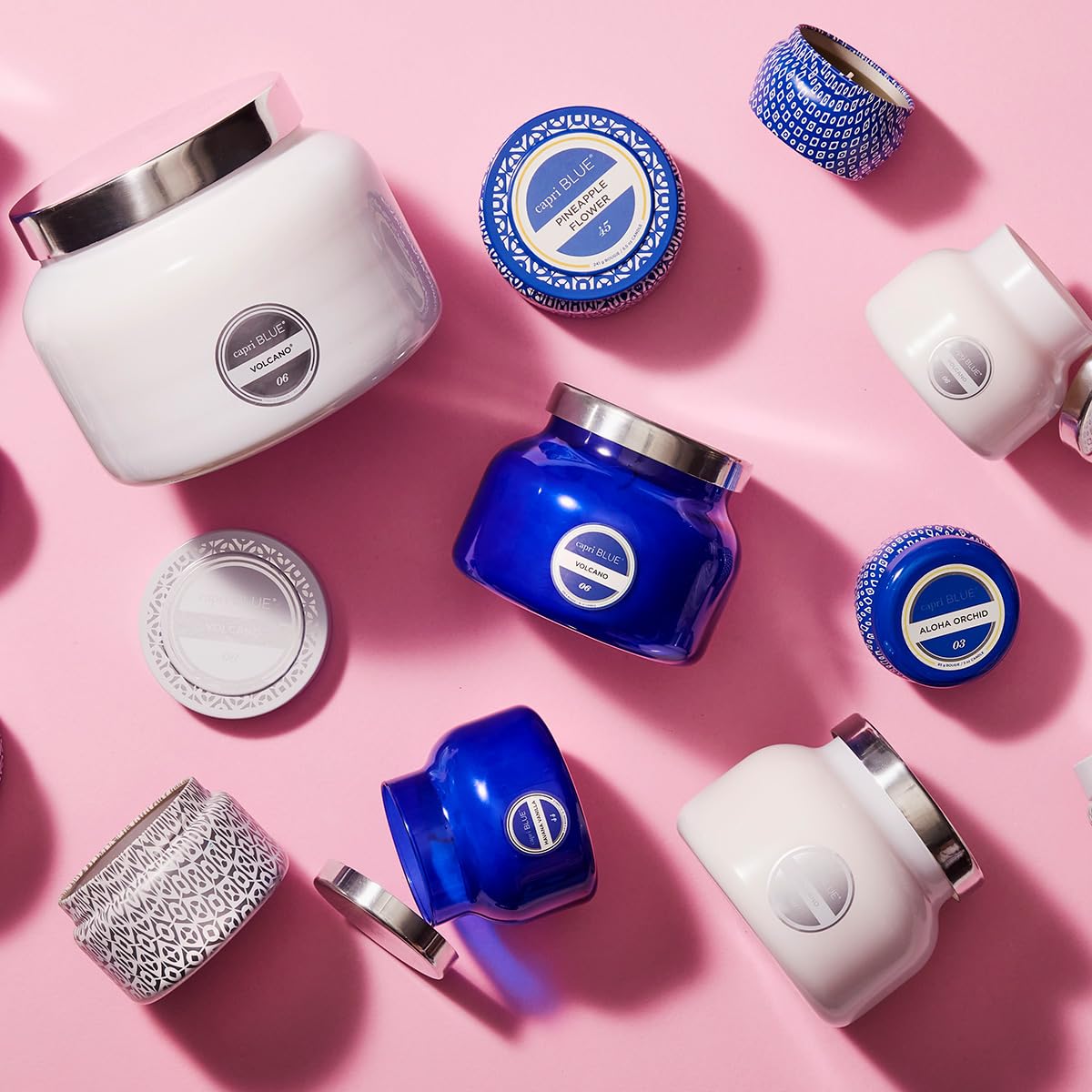 Capri Blue Volcano Scented Candles - Luxury Glass Jar Candles for Home Scented with Tropical Fruit & Sugared Citrus - Soy Wax Blend - Capri Blue Volcano - White Color (19 oz)