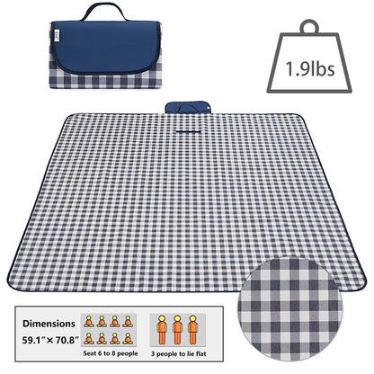 Wind Tour Family Outdoor Waterproof Durable Picnic Blankets with Carry Strap Foldable Sandproof Picnic Floor Mat for Kids Playground Camping Hiking Grass Travelling (1, Grey Grid)