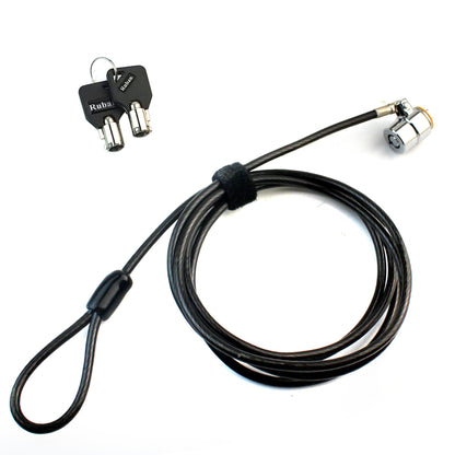 RUBAN Notebook Lock and Security Cable (PC/Laptop) Two Keys 6.2 Foot (Black) only fit Security Slot 1/4 * 1/8 in (7x3mm)
