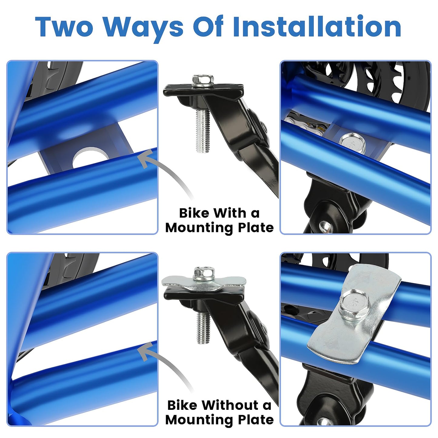 VECKUSON Kickstand for Kids Bike, Bicycle Kickstands Center Mount for 16 18 20 Inch Bicycles Adjustable Aluminum Alloy Kickstands for 16 18 20 inch Mountain Bike,Height for 20-26cm