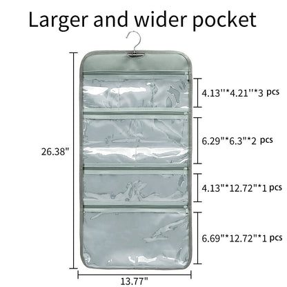 WODISON Foldable Clear Hanging Travel Toiletry Bag Cosmetic Organiser Storage, Grey, One Size