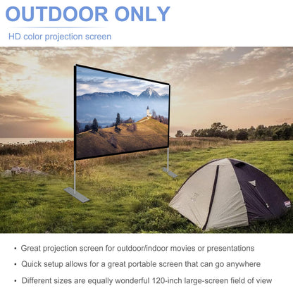 Projector Screen with Stand 120 inch 16:9 HD 4K Outdoor Indoor Projection Screen for Home Theater 3D Fast-Folding Projector Screen with Stand Legs and Carry Bag Projection Movie Wrinkle-Free