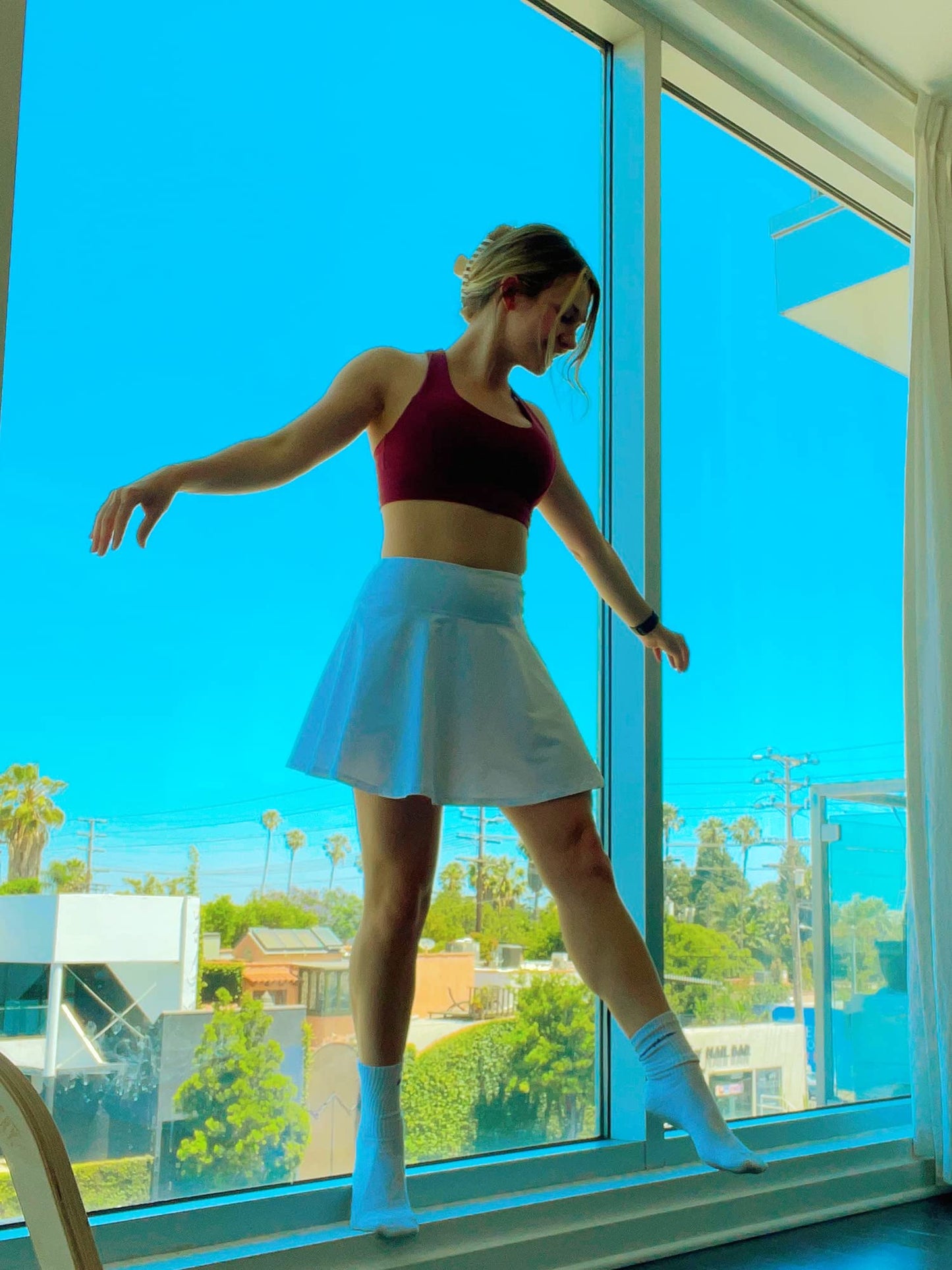 Stelle Women Tennis Skirt Golf Skorts Athletic High Waisted with Pockets Inner Shorts Sport Workout Pleated Pickleball(White-Nylon,S)