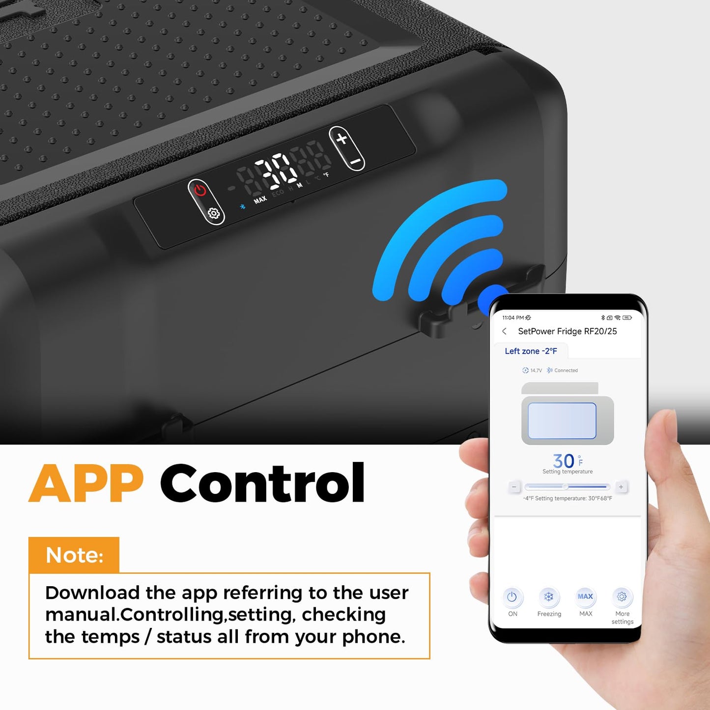 Setpower 12V Refrigerator 21 Quart Portable Freezer 50 Hours Keep Cool,Electric Cooler for Vehicles Car Refrigerator 12V Portable Fridge for Car Camping Truck Van RV SUV Road Trip Travel RF20