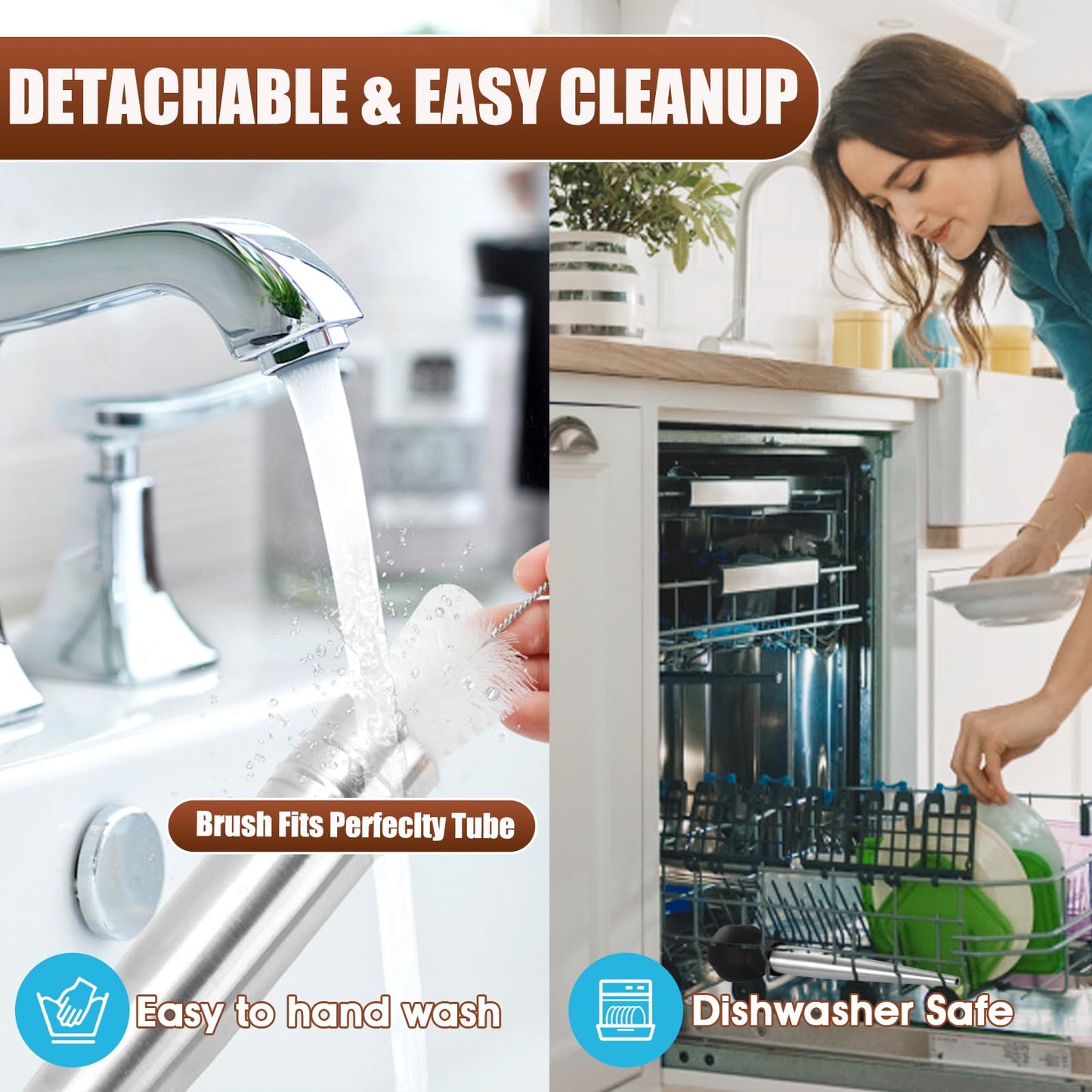 SCHVUBENR Large Turkey Baster with Cleaning Brush & Needle - Stainless Steel Baster Tool for Cooking - Easy to Use and Clean - Heavy Duty Baster Syringe - Flavor Meat Poultry, Beef, Chicken - Black