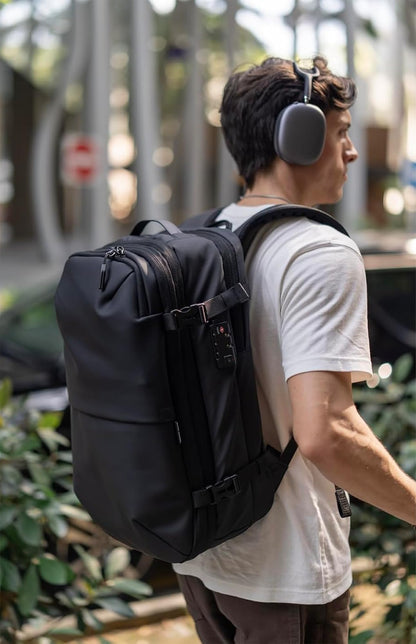 Vortex Vacuum Seal Travel Backpack 60L Expandable Air Compression System Water Resistant TSA Lock Carry-On Suitcase Luggage Black AERO - Vacuum Pump Included