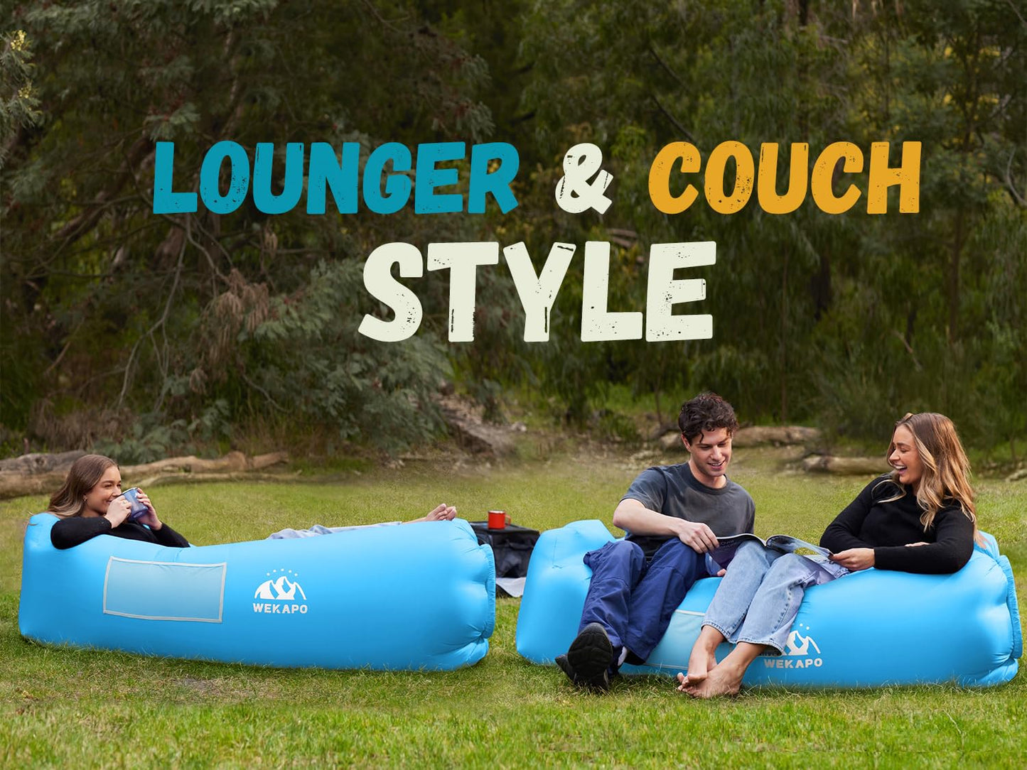 WEKAPO Inflatable Lounger Air Sofa Hammock-Portable,Water Proof& Anti-Air Leaking Design-Ideal Couch for Backyard Lakeside Beach Traveling Camping Picnics & Music Festivals