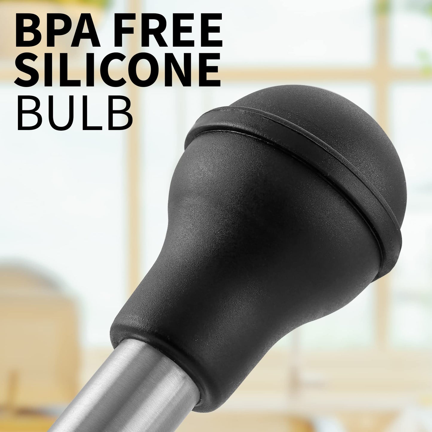 Zulay Kitchen Stainless Steel Turkey Baster for Cooking - Food Grade Metal Baster Syringe & Silicone Suction Bulb - Large Size With 2 Detachable Needles and Cleaning Brush