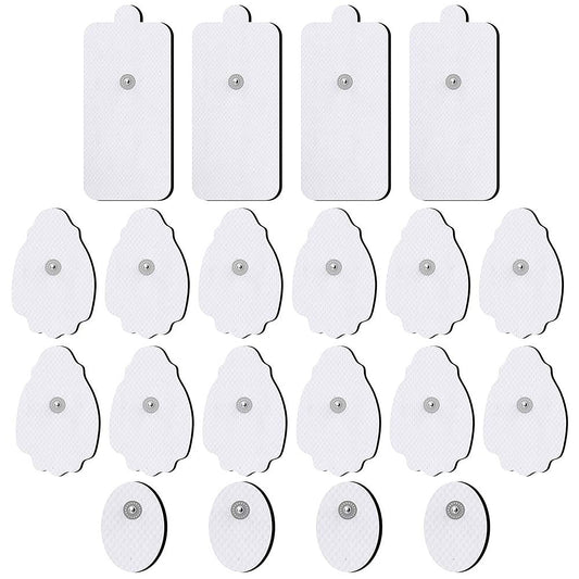 TENS/EMS Unit Replacement Pads NURSAL 20 Pack 3.5mm Snap Electrode Patches for Electrotherapy, Reusable Self-Adhesive Electrodes Pads, Compatible with Belifu, AVCOO, Neocarbon, MEDVICE TENS White