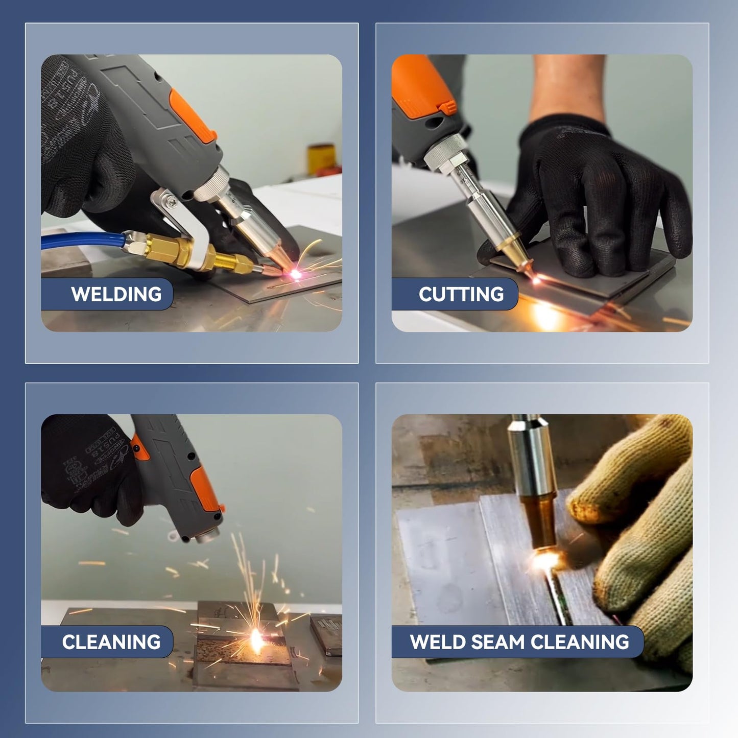 Tax Inclusive 1200W Laser Welding Machine Handheld, 4 in 1 Fiber Laser Welder Cutter Rust Removal Cleaner with Torch Set & Auto Wire Feeder, Wheeled Water-Cooled Laser Welder Machine 220V for Metal