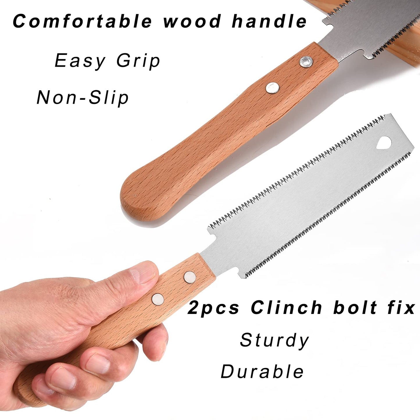 WEIMELTOY Small Woodworking Hand Saw, 6 inch Flexible Blade Double edge TPI 17/11 Pull Saw for Craft, Hobby, DIY, Non Slip Wood Handle Garden Trim, Sharp and Light Woodworking Tools