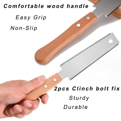 WEIMELTOY Small Woodworking Hand Saw, 6 inch Flexible Blade Double edge TPI 17/11 Pull Saw for Craft, Hobby, DIY, Non Slip Wood Handle Garden Trim, Sharp and Light Woodworking Tools