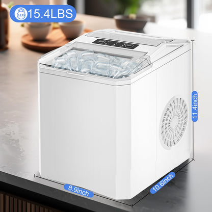 SMUG Ice Makers Countertop with Handle, Portable Ice Machine, 9 Bullet Ice Cubes in 6 Mins, 26lbs in 24Hrs, Auto-Cleaning, with Basket and Scoop, for Home, Kitchen, RV, Camping, White