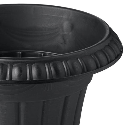 Arcadia Garden Products PL10BK Classic Traditional Plastic Urn Planter Indoor/Outdoor, 15" x 13", Black