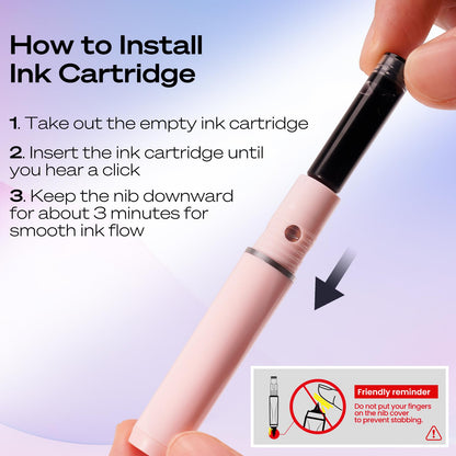 WRITECH Retractable Fountain Pen Set: Black Ink Fine Nib, 5 Refillable Ink Cartridges Included, No Leaking Smooth Writing for Calligraphy Journaling Gift (Pink)