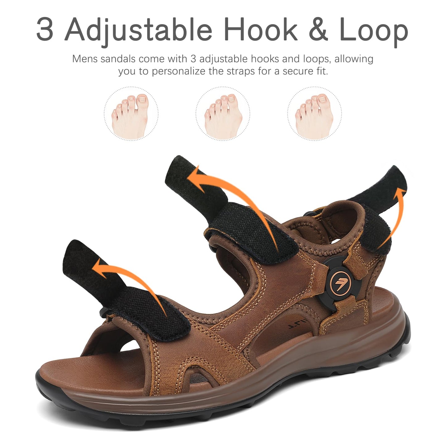 FLARUT Men's Sport Sandals Outdoor Hiking Sandal Open Toe Walking Sandals for Summer Beach Water Shoes(Brown-a,42)