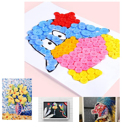 About 330 Resin Buttons of Various Specifications, Handmade, Sewing DIY Handicraft Buttons, Hand-Painted Decorative Buttons Multicolor Series