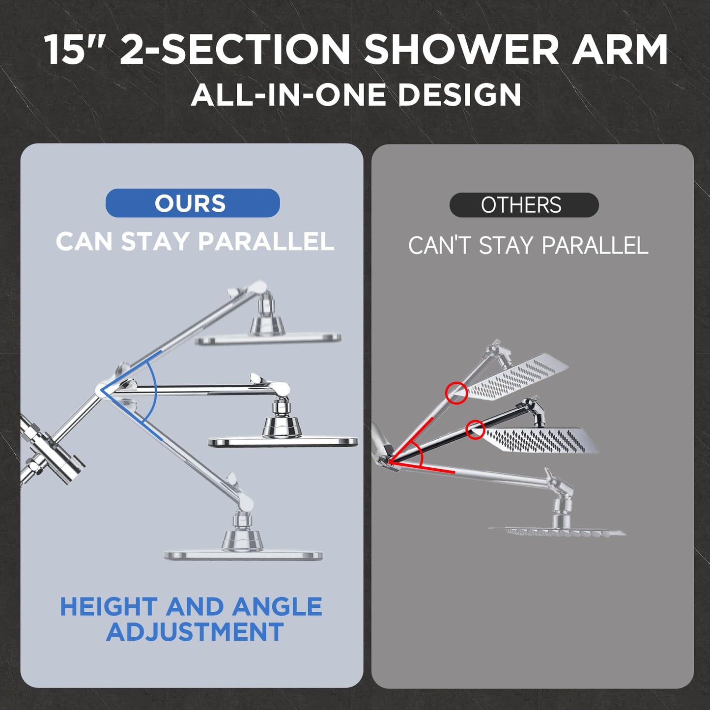 Veken Wide Rain Shower Head with Handheld, High Pressure Rainfall Showerhead Combo with Arm for Bathroom Accessories, Home Decor, Detachable Dual Shower with Multi Modes Handheld Spray, Silver Chrome