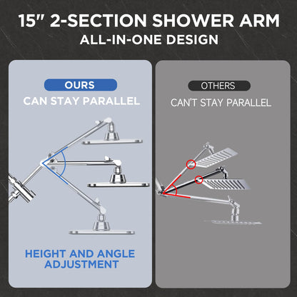 Veken Wide Rain Shower Head with Handheld, High Pressure Rainfall Showerhead Combo with Arm for Bathroom Accessories, Home Decor, Detachable Dual Shower with Multi Modes Handheld Spray, Silver Chrome