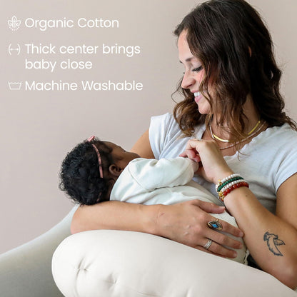 snuggle me Organic Nursing Pillow (New 2025 Design) | Bottle & Breastfeeding Pillow with Organic Cotton Cover & Fiberfill, Machine Washable Feeding Pillow, Newborn Essentials Must Haves (Natural) - v2