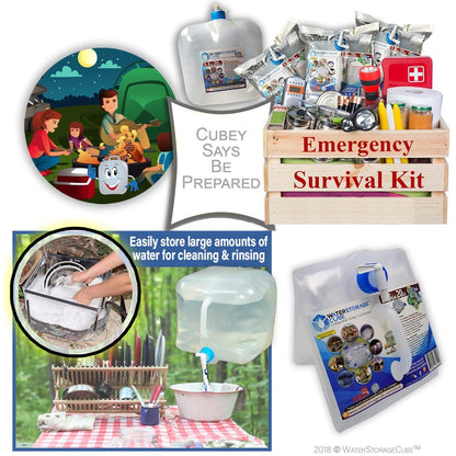 WaterStorageCube BPA-Free Collapsible Water Container with Spigot, Camping Water Storage Carrier Jug for Outdoors Hiking Backpack & Survival Kit, Foldable Portable Water Canteen (8-Pack)