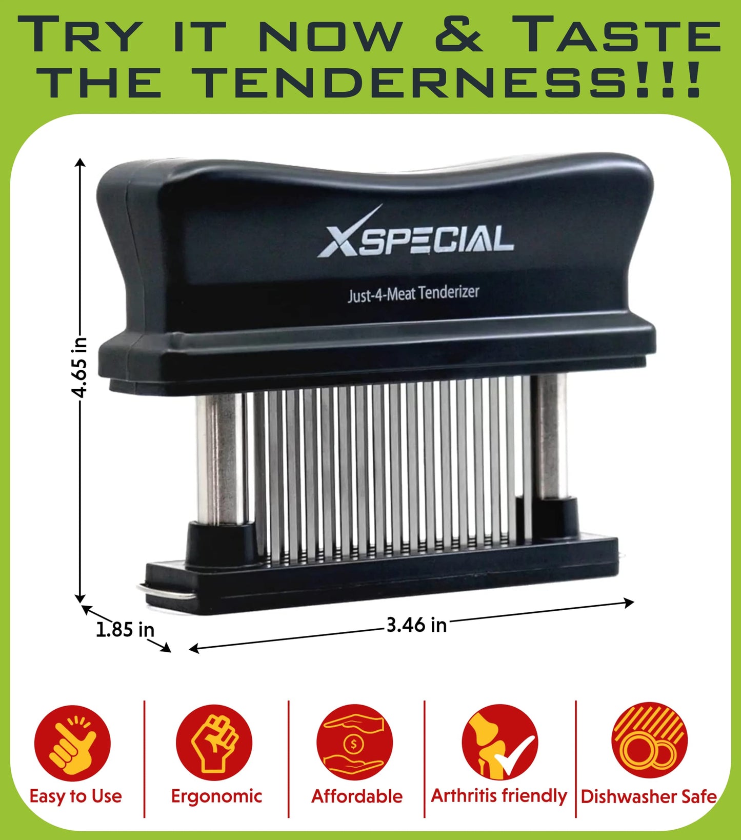 XSpecial Meat Tenderizer Tool 48 Blades Stainless Steel - Kitchen Cooking Gadgets Tools with Ultra Sharp Needle That Makes Steak & Chicken Tender - No More Hammer, Meat Pounder Or Mallet