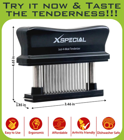 XSpecial Meat Tenderizer Tool 48 Blades Stainless Steel - Kitchen Cooking Gadgets Tools with Ultra Sharp Needle That Makes Steak & Chicken Tender - No More Hammer, Meat Pounder Or Mallet