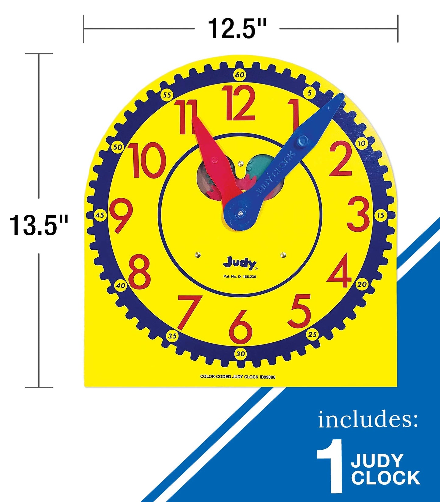 Carson Dellosa 13" x 12" Judy Clock, Time-Telling Teaching Clock for Kids, Classroom Clock for Teaching Time, Analog Clock, Teaching Clock for Classroom or Home School, Kindergarten to 3rd Grade