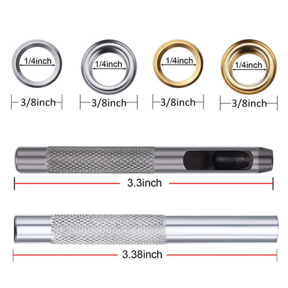 Bememo 1/4 Inch Grommet Kit 200 Sets Grommets Eyelets with 3 Pieces Install Tool Kit and Box for Shoes Clothes Crafts Bag