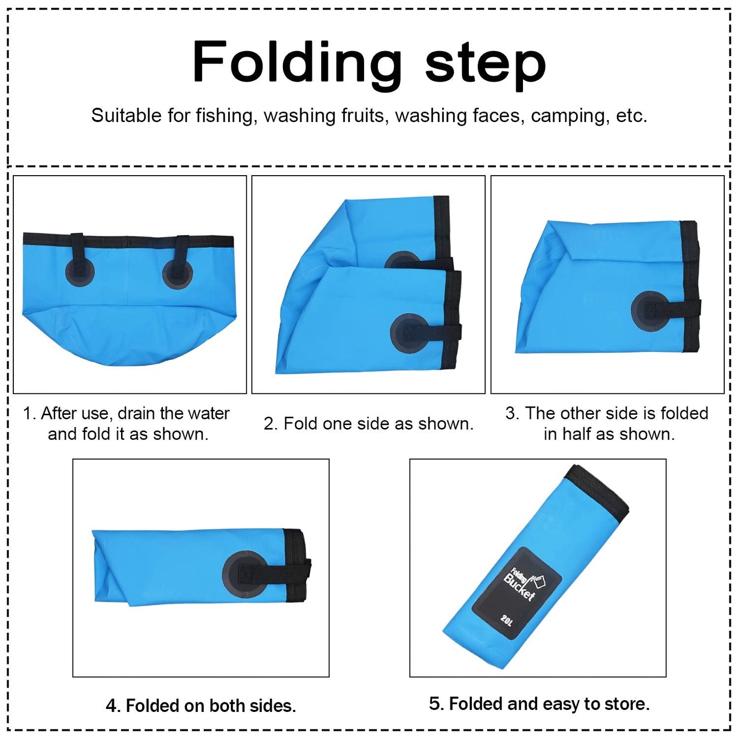 Collapsible Bucket, Esthesia 5 Gallon Portable Folding Water Portable Collapsible Wash Basin Folding Bucket Water Container Fishing Bucket for Travelling Camping Hiking Fishing Gardening