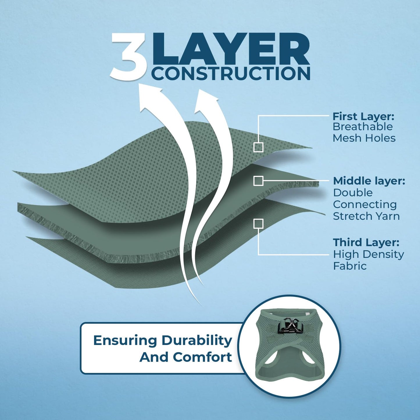 Best Pet Supplies - All Weather Mesh, Reflective, No Pull Harness for Small, Medium Dogs, Cats - Secure with Hook & Loop Fastener, Buckle, Double D-Rings - Moss Green, S (Chest: 14.5-16")