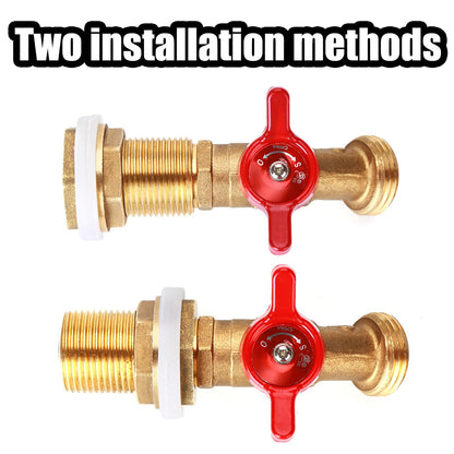 WADEO Rain Barrel Spigot, Brass Water Spigot for Rain Barrel, Rain Water Faucet Kit with Bulkhead Fitting and Thread Tape