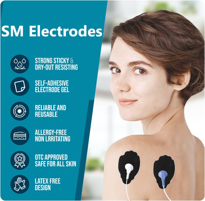 TENS Unit Electrode Pads Snap On Tens Unit Pads 22Pcs Multiple Sizes Electrodes Tens Unit Replacement Pads Snap Reusable 3.5Mm Snap Tens Pads Sm Electrodes Tens Unit Muscle Stimulator Black