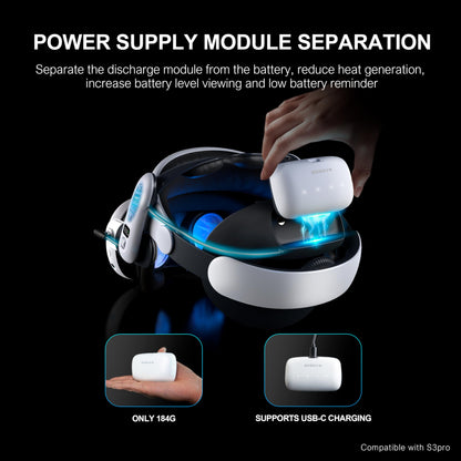 BOBOVR B100 Battery Pack for S3 Pro Replacement 10000mAh Hot-Swap Battery Accessories, Magnetic Connectors