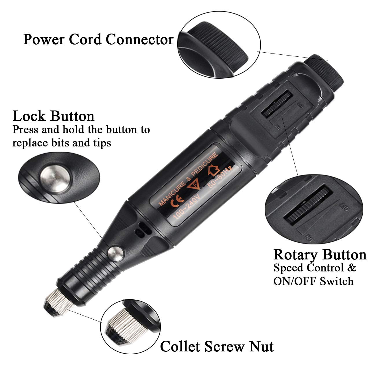 Uolor 108 Pcs Engraving Tool Kit, Multi-Functional Electric Corded Micro Engraver Etching Pen DIY Rotary Tool for Jewelry Glass Wood Metal Plastic with Scriber, 82 Accessories and 24 Stencils - Black