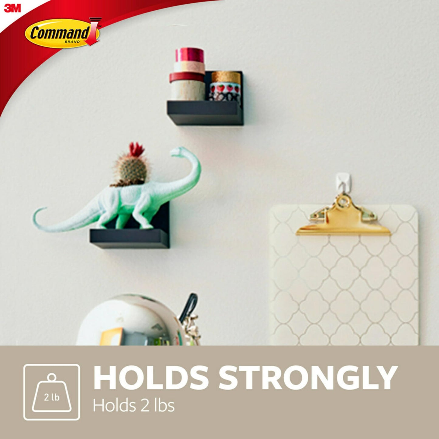 Command Display Ledges, Holds up to 2 lb, Slate, 2 Ledges with 8 Medium Command Strips, Damage Free Hanging Floating Shelf with Adhesive Strips, Personalize Living Room, Bedroom, Kids Room or Office