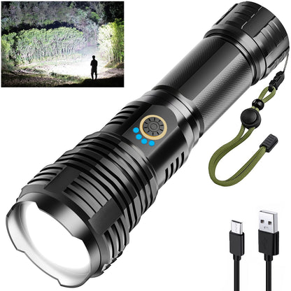 Sinvimes Rechargeable Flashlights High Lumens, 4000LM LED Powerful Super Bright Flash Light, 5 Mode Zoomable Tactical Flashlights High Powered, Waterproof Linternas Emergencies Lights for Home