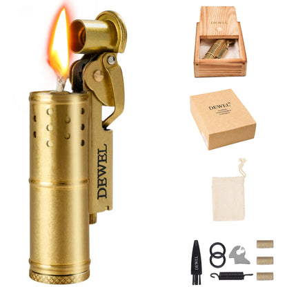 Vintage Copper & Brass Wheel Lighter - Reusable, Windproof, Cool Pressure- Unique Birthday Gift