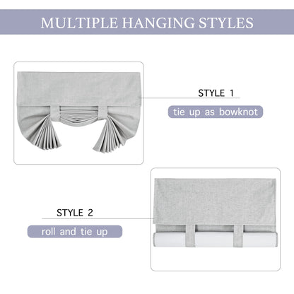 RYB HOME Kitchen Door Curtains 69 inch Length, 100% Blackout Natural Linen Blended Skylight/Patio/Glass/French Door Window Decor Privacy Shades, W26 x L69 inch, Concrete Grey, 1 Panel