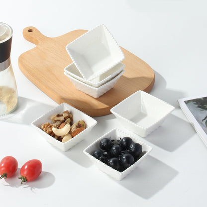 UIBFCWN 12Pack Ceramic Dip Bowls Set, 2.3oz White Dipping Sauce Bowls/Dishes for Tomato Sauce, Soy Sauce Dish, Square Side Dishes, Mini Appetizer Plates for Condiment