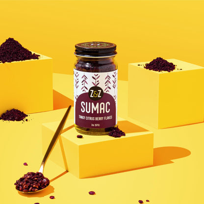 Sumac by Z&Z | Ground Sumac Spice Made from Fresh Tangy Citrus (Sumac) Berries | Turkish Sumac Seasoning for Marinades, Salads, Rice, & Hummus | Authentic Middle Eastern & Mediterranean Taste, 2 Oz