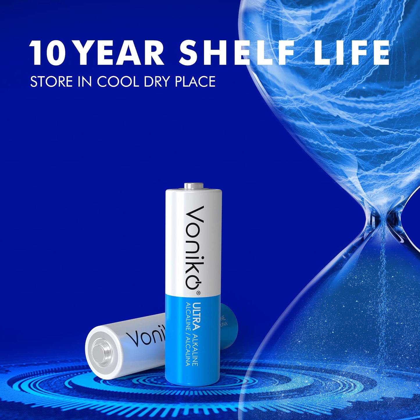 Voniko - Premium Grade AA Batteries - (100 Pack) - Alkaline Double A Battery - Ultra Long-Lasting, Leakproof 1.5v Batteries - 10-Year Shelf Life