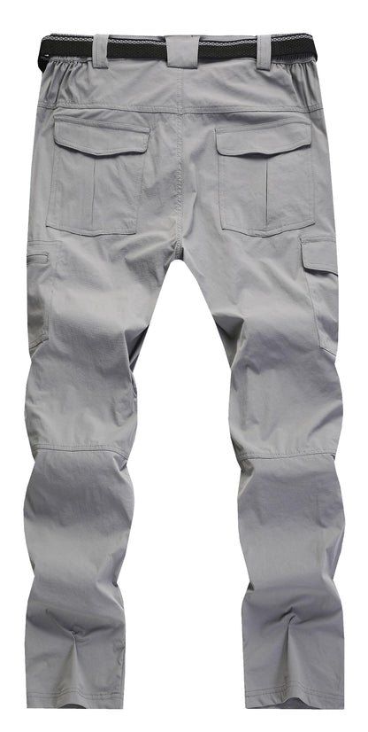 WENRONSTA Men's Hiking Work Cargo Pants Quick-Dry Lightweight Waterproof 6 Pockets Outdoor Mountain Fishing Camping Pants Light Grey XXL
