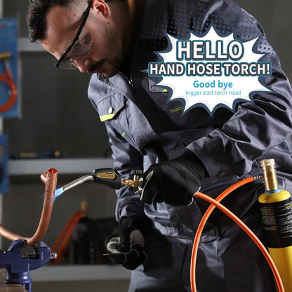 TAUSOM Propane Torch Hose Kit, Mapp Gas Torch Heat 3600℉ Map Gas Torch Kit Trigger Start & Flame Adjustment, Soldering Welding Torch Fuel by MAPP, Map/Pro,Propane(Includes Cylinder Clip)